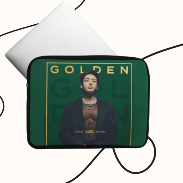 BTS Jungkook Golden Laptop Sleeve | iPad Sleeve, MacBook Air Sleeve, iPad Bag, Laptop Bag