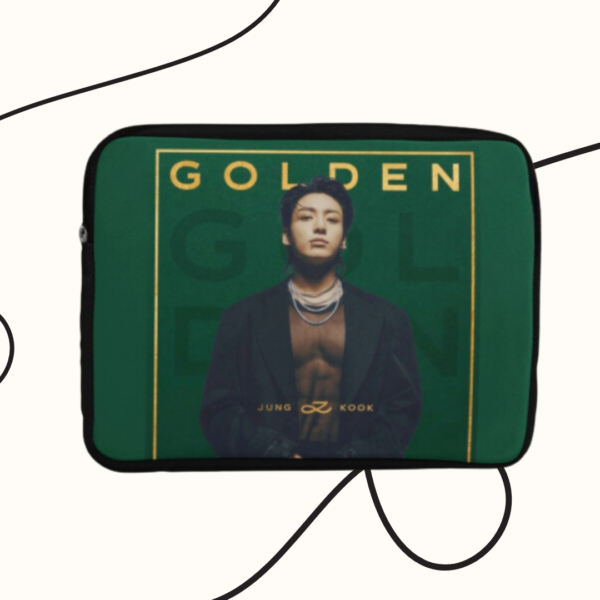 BTS Jungkook Golden Laptop Sleeve | iPad Sleeve, MacBook Air Sleeve, iPad Bag, Laptop Bag