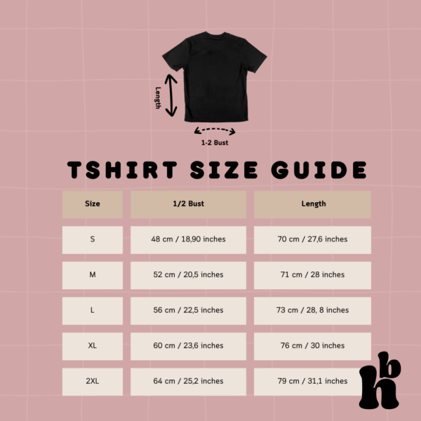 HavenBlooms Merch Tshirt Size Guide