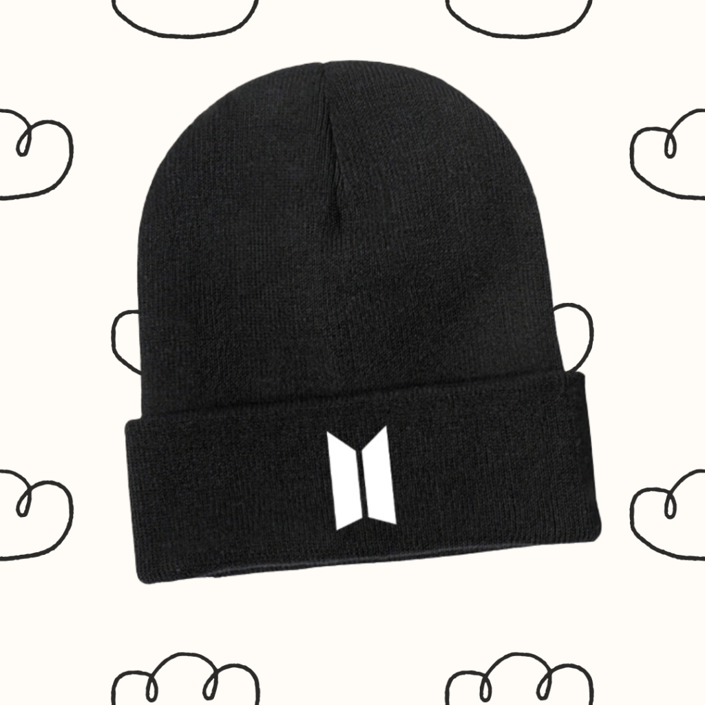 BTS Beanie | Polyester Knitted Beanie Kpop Hat, 'BTS' fanmade merch for ARMY | Kpop Merch