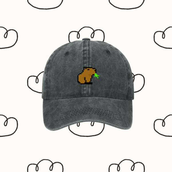 Grey Chill Capybara Hat | Retro Style | Capybara hat | Baseball Cap Retro Cap | Retro Style Cap | Penguin Gift | Unisex Gift for Capybara lovers