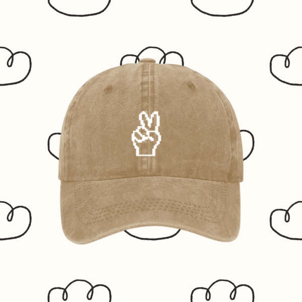 Beige Peace Sign Hat | Retro Style | Pixelated style Peace hat | Baseball Cap Retro Cap | Retro Style Cap | Denim Peace Sign Cap | Unisex Gift