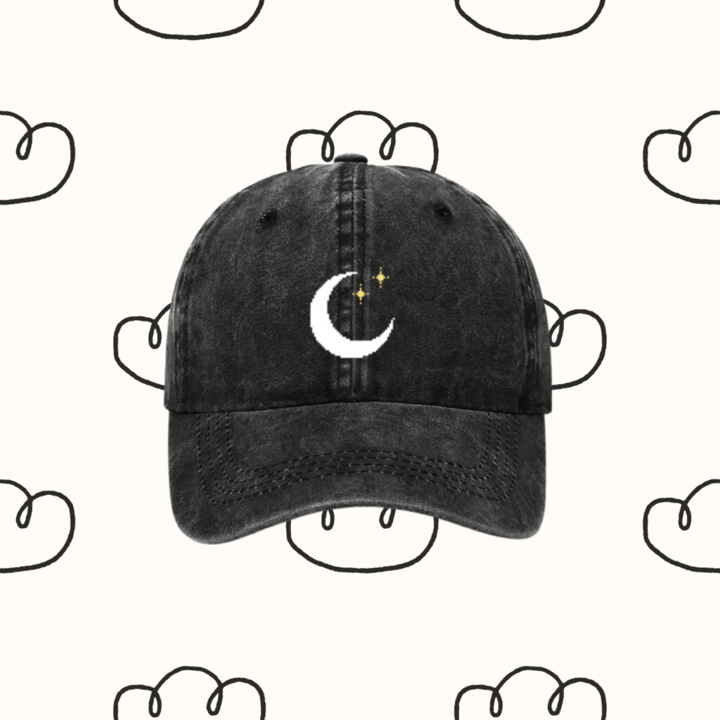 Black Moon Star Hat | Retro Style | Pixelated style Star hat | Baseball Cap Retro Cap | Retro Style Cap | Denim Peace Sign Cap | Unisex Gift