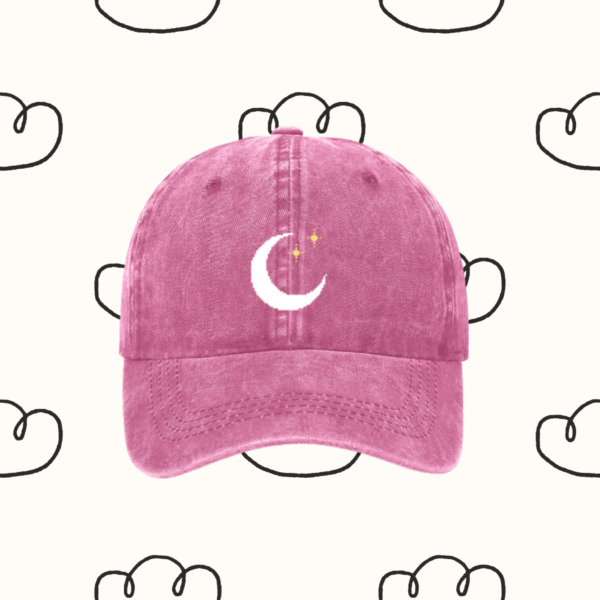 Pink Moon Star Hat | Retro Style | Pixelated style Star hat | Baseball Cap Retro Cap | Retro Style Cap | Denim Peace Sign Cap | Unisex Gift