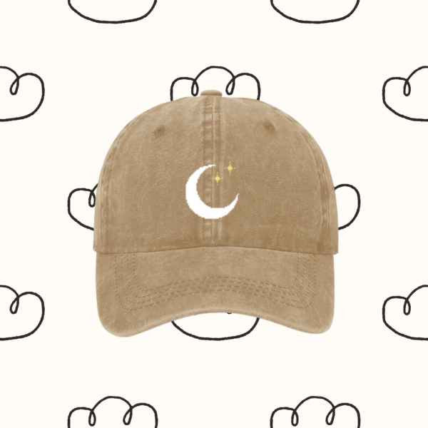 Beige Moon Star Hat | Retro Style | Pixelated style Star hat | Baseball Cap Retro Cap | Retro Style Cap | Denim Peace Sign Cap | Unisex Gift