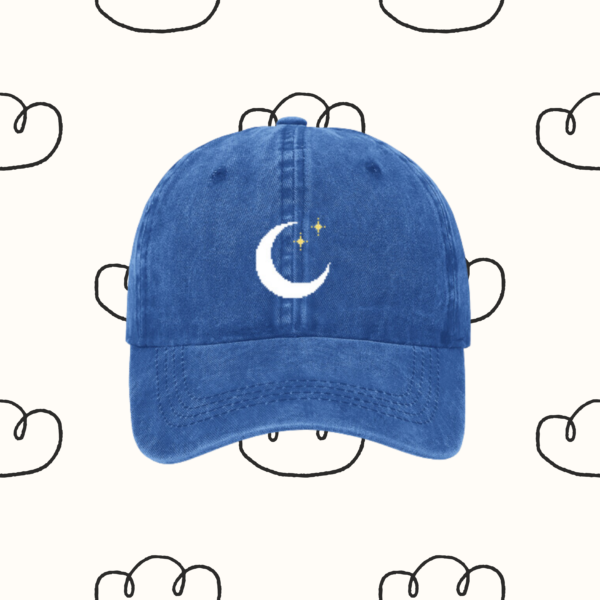 Blue Moon Star Hat | Retro Style | Pixelated style Star hat | Baseball Cap Retro Cap | Retro Style Cap | Denim Peace Sign Cap | Unisex Gift