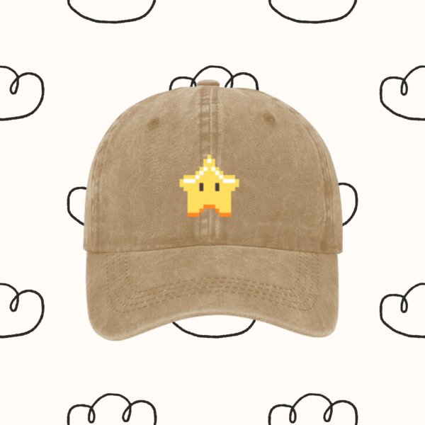 Beige Star Hat | Retro Style | Pixelated style Star hat | Baseball Cap Retro Cap | Retro Style Cap | Denim Star Cap | Unisex Gift