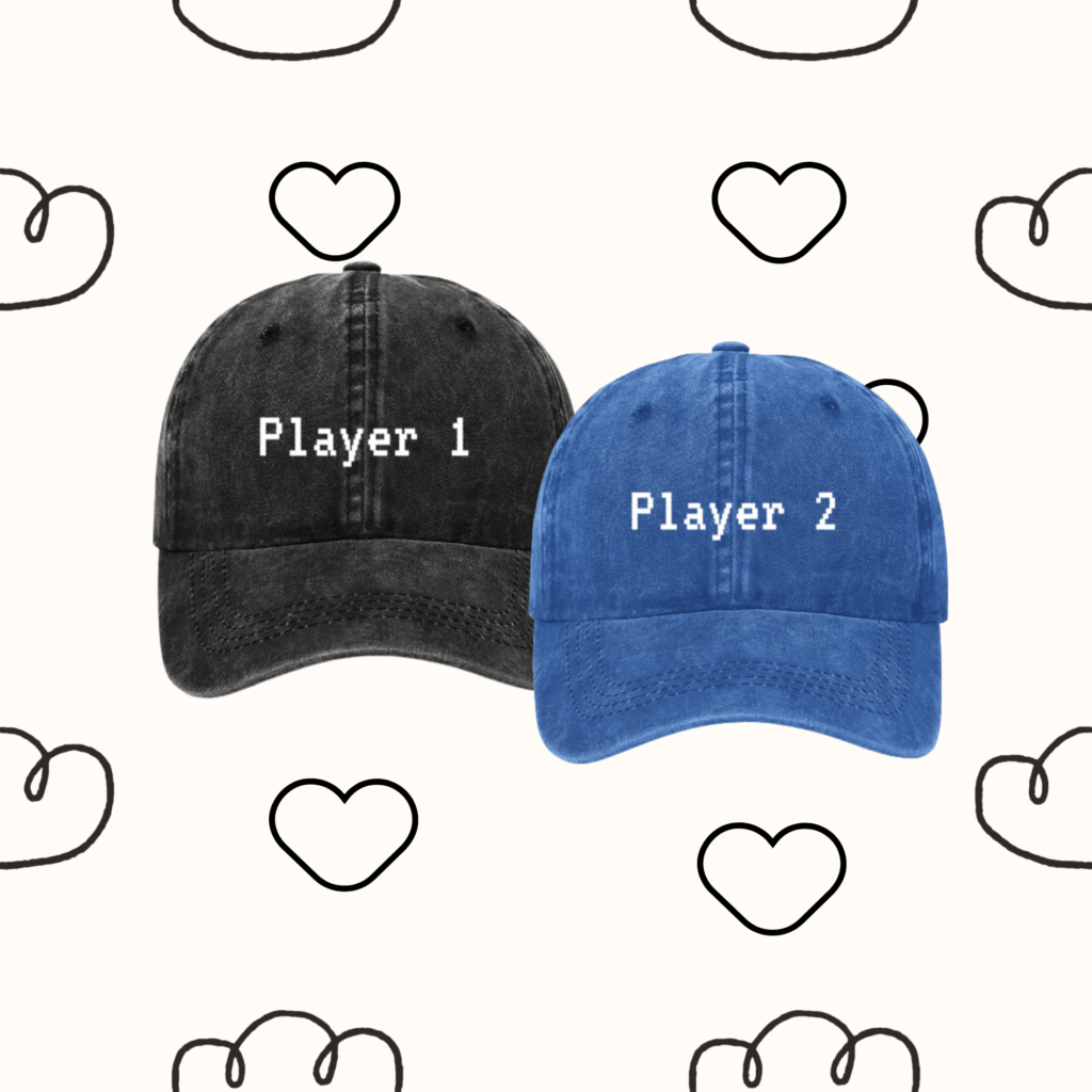 Couple Hat | Couple Denim Cap | Denim Cap for Gamers | Retro style Denim Cap for a Duo Bestie or Couple item