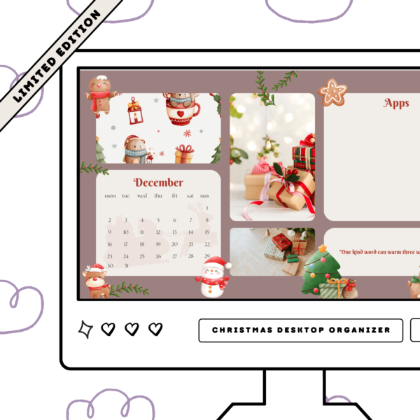 Desktop Organizer • Christmas Wallpaper Edition • Glowy Winter December Desktop Organizer