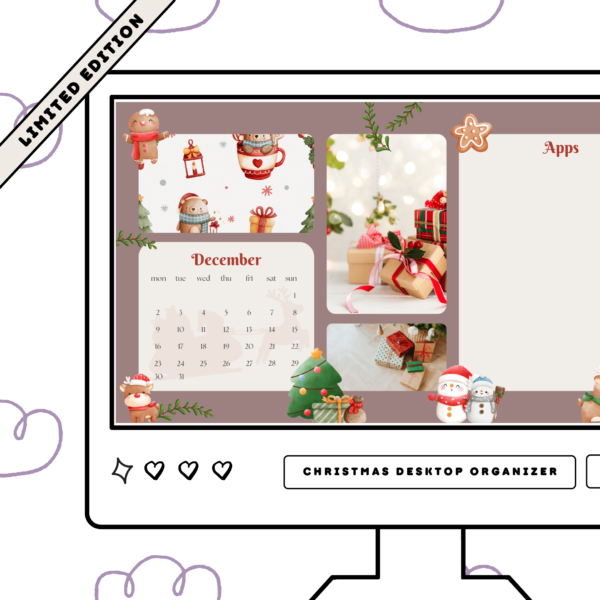 Desktop Organizer • Christmas Wallpaper Edition • Glowy Winter December Desktop Organizer