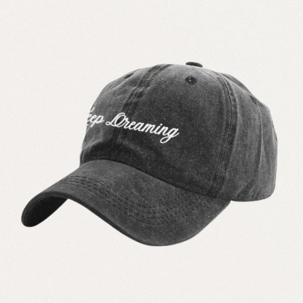 Vintage Cap with Embroidery : "Keep Dreaming" | Coton Denim Kpop Hat | Sweet Words